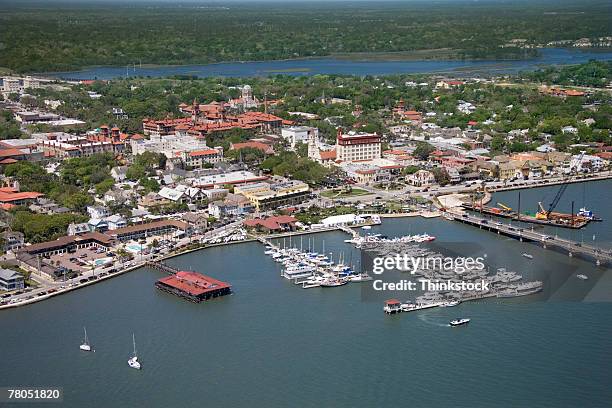 aerial view of mantanzas river, st augustine, florida - st augustine florida fotografías e imágenes de stock