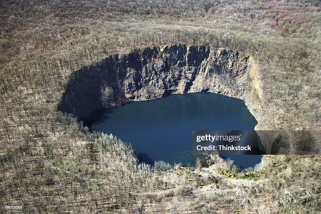 Aerial view of sinkhole near Pottstown, Pennsylvania