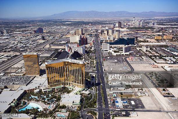 aerial view of las vegas, nevada - las vegas aerial stock pictures, royalty-free photos & images