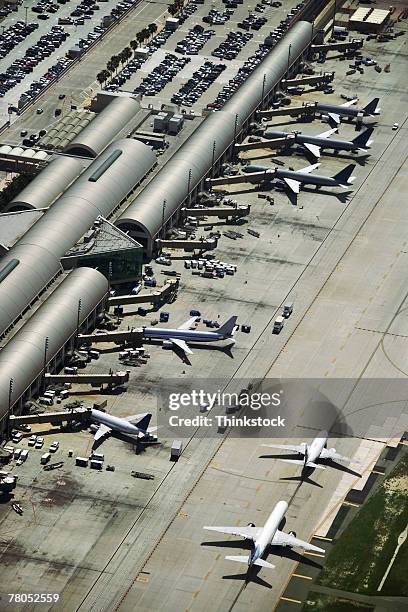aerial view of john wayne airport, irvine, california - john wayne airport stock pictures, royalty-free photos & images