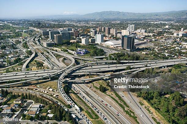 aerial view of san jose - san jose california stock pictures, royalty-free photos & images
