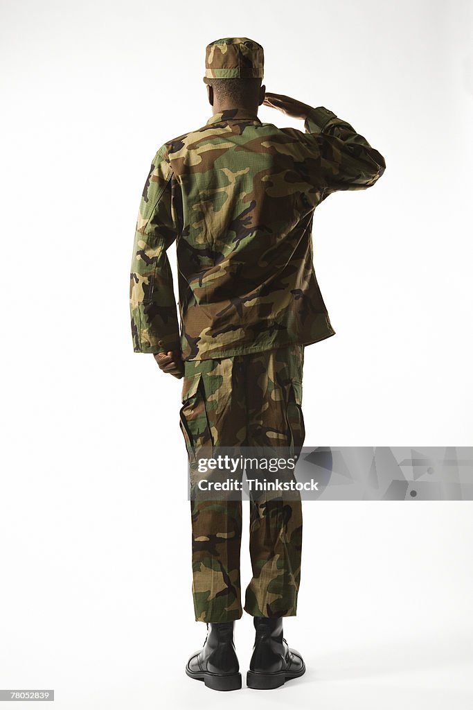 Soldier saluting
