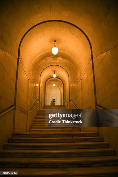 arched stairway in united states supreme court building, washington, dc - supreme court hall stock pictures, royalty-free photos & images