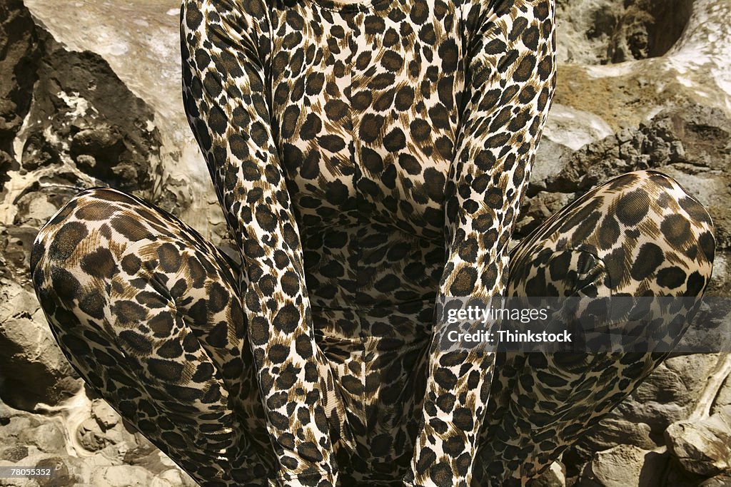 Cropped view of woman in leopard suit