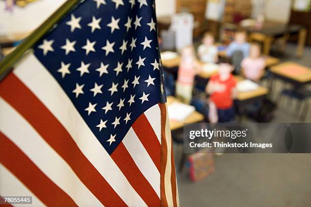 american flag in classroom - american flag classroom stock pictures, royalty-free photos & images