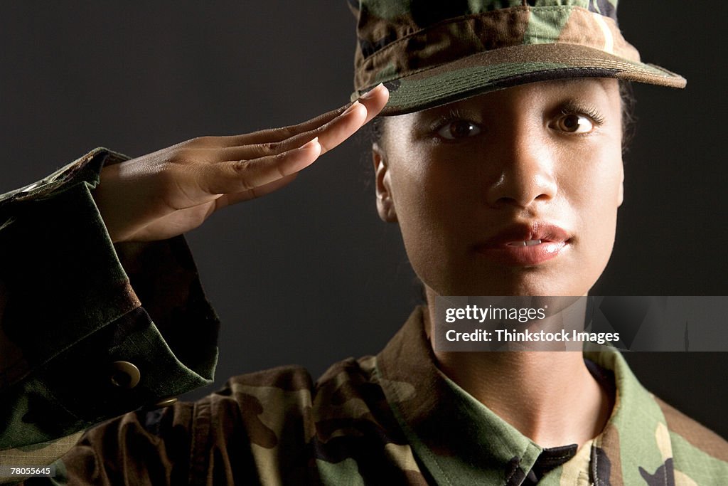 Soldier saluting