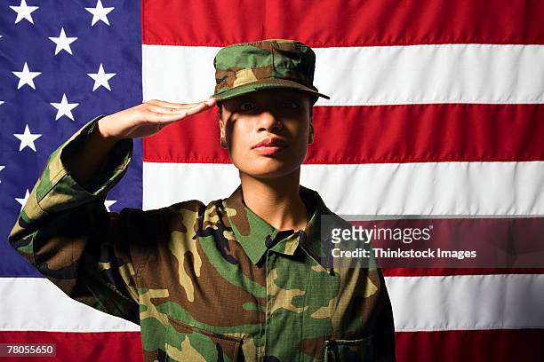 soldier saluting and american flag - 2005 20 stock pictures, royalty-free photos & images