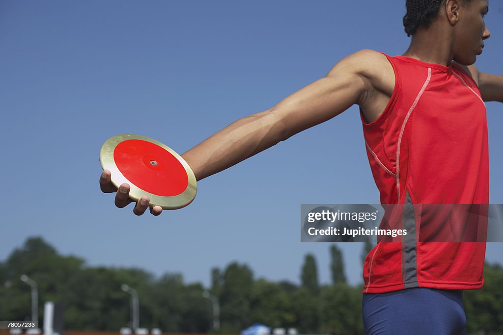 Athlete throwing discus