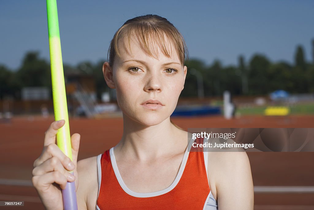 Young athlete with javelin
