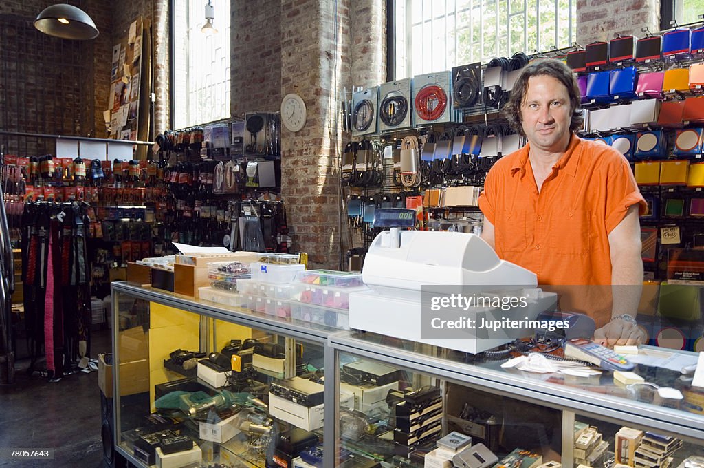 Cashier in music store