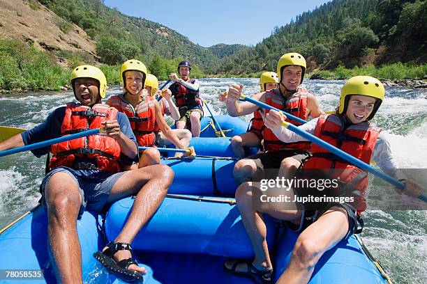 people whitewater rafting - white water rafting stock pictures, royalty-free photos & images