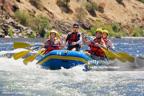 people whitewater rafting - whitewater rafting stock pictures, royalty-free photos & images