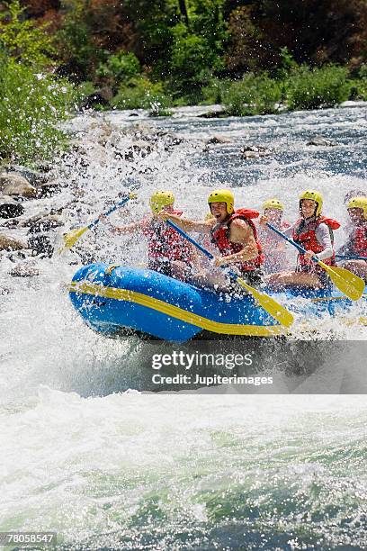 people whitewater rafting - white water rafting stock pictures, royalty-free photos & images