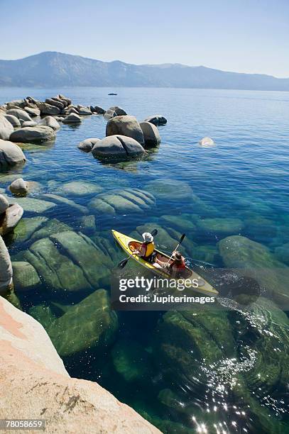 kayakers, lake tahoe, california - タホ湖 ストックフォトと画像