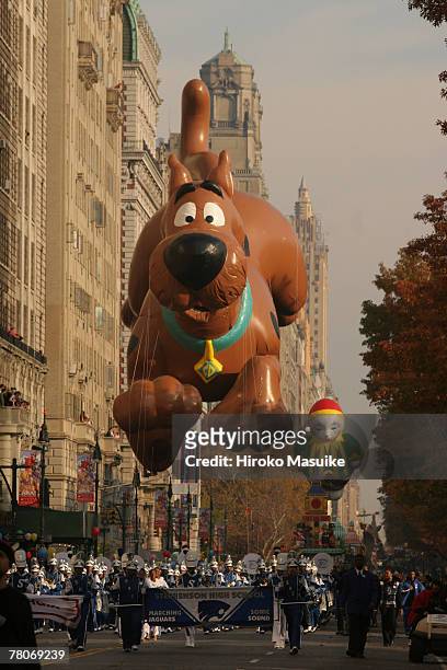 Scooby Doo balloon floats during the 81st annual Macy's Thanksgiving Day Parade on November 22 in New York City.
