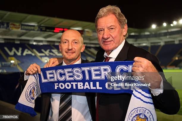 New Leicester City manager Ian Holloway and Chairman, Milan Mandaric after a press conference called at the Walkers Stadium on November 22, 2007 in...