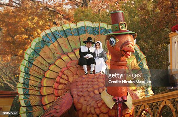 The Thanksgiving Turkey makes its way during the 81st annual Macy's Thanksgiving Day Parade on November 22 in New York City.