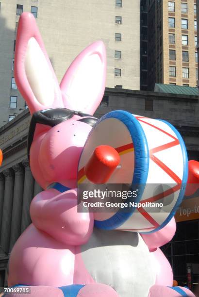 The Energizer Bunny arrives at the Macy's Thanksgiving Day Parade in New York City on November 22, 2007 in New York City.