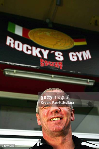 Former boxer star Graciano "Rocky" Rocchigiani poses for a photo during a photosession to promote his new biography "My 15 rounds" in front of the...