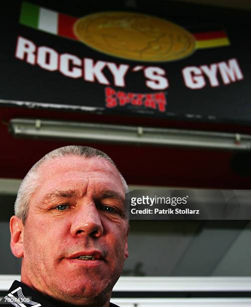 Former boxer star Graciano "Rocky" Rocchigiani poses for a photo during a photosession to promote his new biography "My 15 rounds" in front of the...