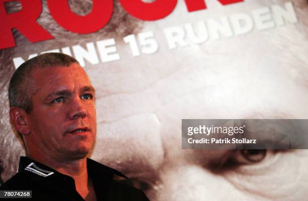 Former boxer star Graciano "Rocky" Rocchigiani poses during a photosession to promote his new biography "My 15 rounds" in front of the Rocky's Gym on...