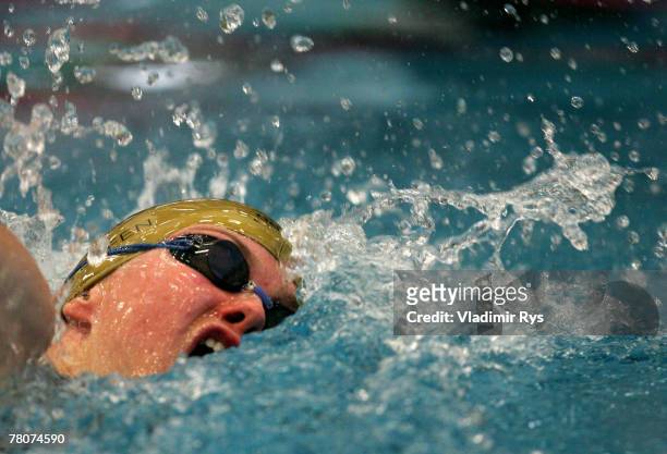 Britta Steffen of SG Neukoelln Berlin in action during the 100m free style final of the German Swimming Short Track Championship at the Hauptbad...
