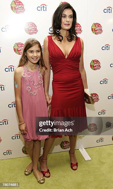 Emerson Rose Tenney and actress Teri Hatcher at the Broadway opening night premiere of "How the Grinch Stole Christmas! The Musical" on November 9 at...