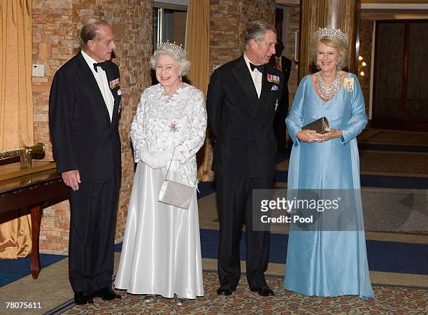 Prince Philip, Duke of Edinburgh, Prince Charles, Prince of Wales, HRH Queen Elizabeth II and Camilla, Duchess of Cornwall arrive at the Serena Hotel...