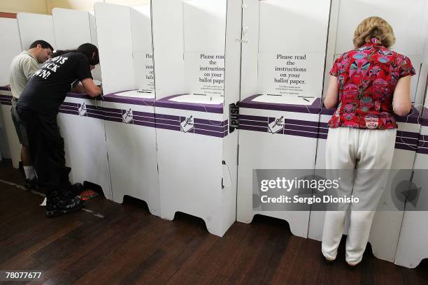 Former television and print journalist Maxine McKew, Labor Candidate for Bennelong, casts her vote at Epping West Primary School on November 24, 2007...