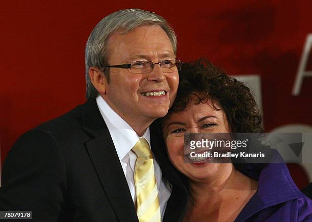 Labor leader and now the new Prime Minister of Australia Kevin Rudd and his wife Therese Rein smile during the Australian Labor Party 2007 Election...