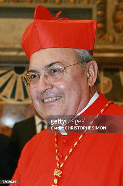 Argentine newly appointed cardinal Leonardo Sandri smiles during the traditionnal courtesy visit, 24 November 2007 in Vatican. Twenty-three new...