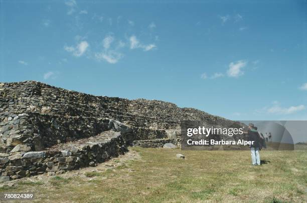 The Cairn of Barnenez, a Neolithic monument near Plouezoc'h, in Brittany, France, July 1996.