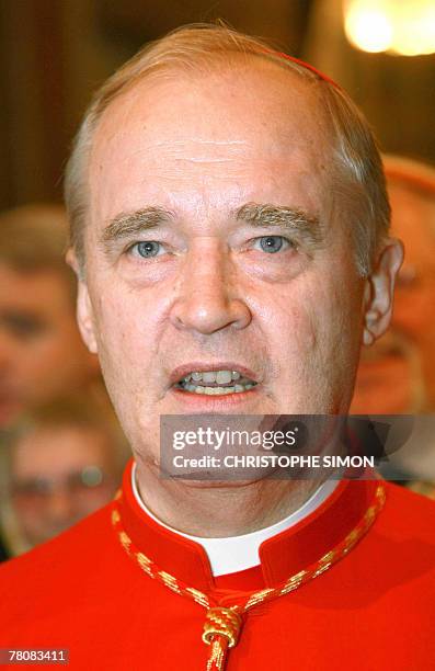 German newly appointed cardinal Paul Josef Cordes smiles during the traditionnal courtesy visit, 24 November 2007 in Vatican. Twenty-three new...