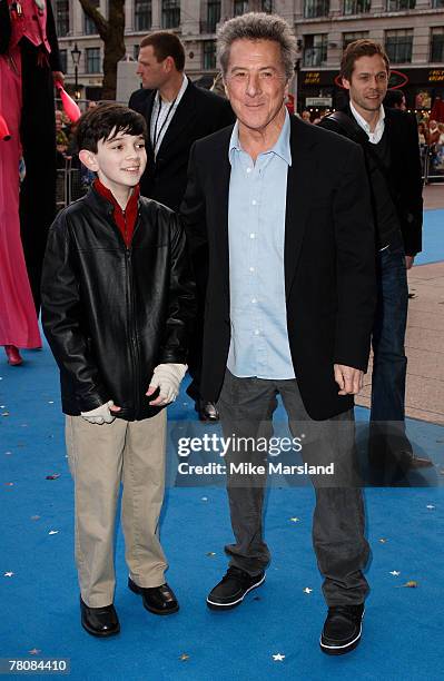 Dustin Hoffman and Zach Mills arrive at the UK premiere of Mr Magorium's Wonder Emporium at the Empire Leicester Square on November 25, 2007 in...