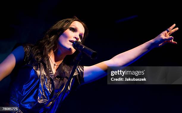 Finnish singer Tarja Turunen, former lead singer of the symphonic metal band Nightwish performs live during a concert at the Columbia Club on...