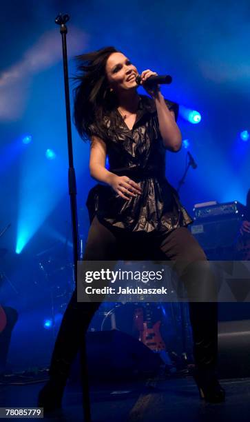 Finnish singer Tarja Turunen, former lead singer of the symphonic metal band Nightwish performs live during a concert at the Columbia Club on...