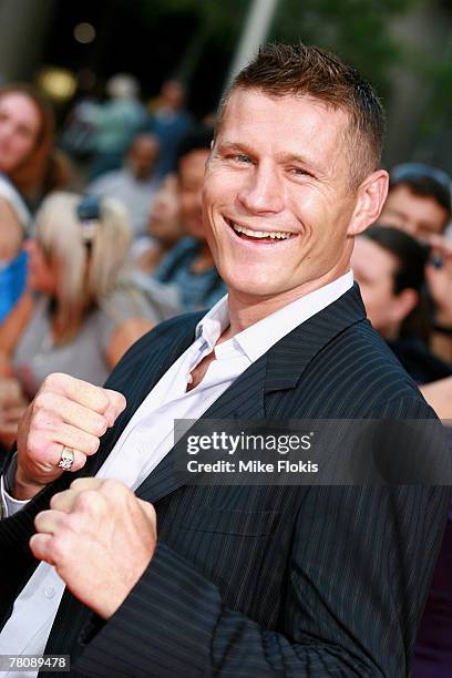 Boxer Danny Green arrives at the "Foxtel Is Football" Foxtel and FFA hosted party in honour of David Beckham at Cafe Sydney on November 26, 2007 in...