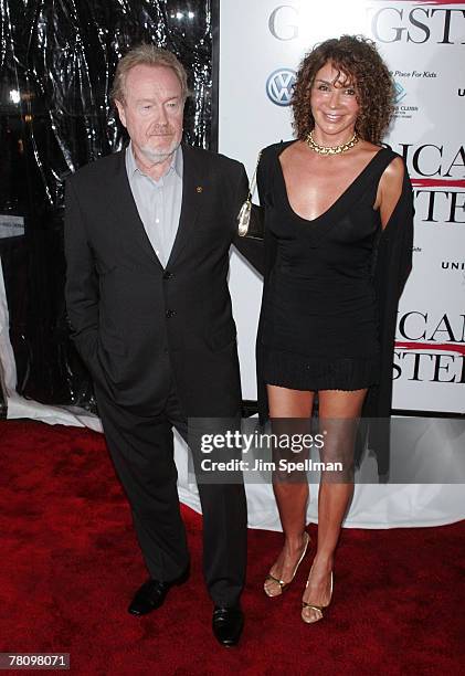 Director Ridley Scott and guest arrive at "American Gangster" premiere at the Apollo Theater on October 19, 2007 in New York City, New York.