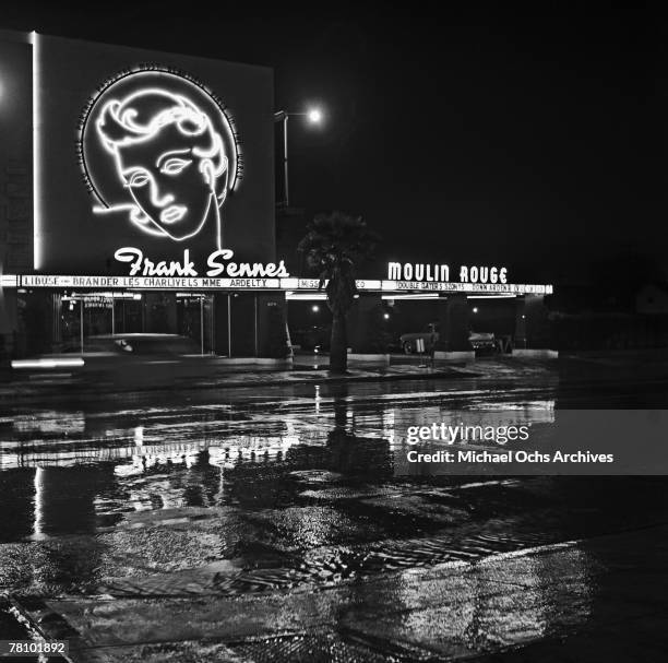 Exterior of Frank Sennes Moulon Rouge Nightclub. The club opened in 1953 and was billed as the largest nightclub in the world. On November 11 1954 in...