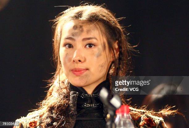 Actress Isabella Leong attends a press conference promoting "The Mummy: Tomb of the Dragon Emperor" on November 26, 2007 in Shanghai, China.