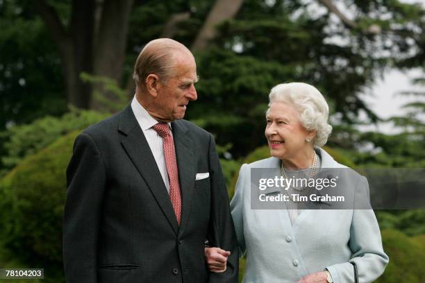 In this image, made available November 18 HM The Queen Elizabeth II and Prince Philip, The Duke of Edinburgh re-visit Broadlands, to mark their...