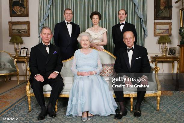 Queen Elizabeth II and HRH Prince Philip, Duke of Edinburgh are joined at Clarence House by their immediate family, HRH The Prince of Wales , HRH...