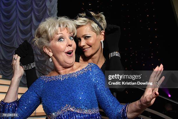 Celebrity contestents Patti Newton and Jessica Rowe pose together following the grand final of season seven of Channel Seven's "Dancing With The...