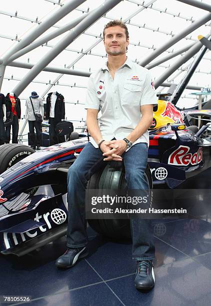 David Coulthard of the Red Bull Formula One Team poses during the Puma Red Bull Collection Launch at the Hangar 7 on November 27, 2007 in Salzburg,...