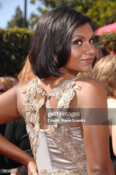 Actress Mindy Kaling arrives at the 59th Annual Primetime Emmy Awards at the Shrine Auditorium on September 16, 2007 in Los Angeles, California.