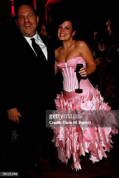 Harvey Weinstein and Lily Allen attend the British Fashion Awards at the Lawrence Hall on November 27, 2007 in London, England.