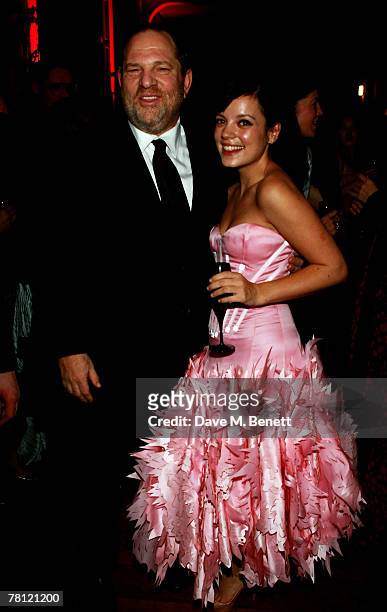Harvey Weinstein and Lily Allen attend the British Fashion Awards at the Lawrence Hall on November 27, 2007 in London, England.