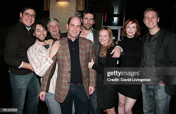 Cast members Rich Sommer, Vincent Kartheiser and Robert Morse, writer and series creator Matthew Weiner, and cast members Jon Hamm, Elisabeth Moss,...