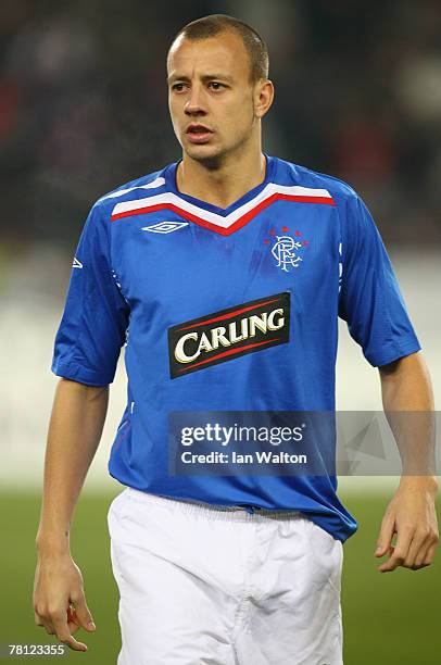 Alan Hutton of Glasgow Rangers in action during the Champions League Group E match between VfB Stuttgart and Glasgow Rangers at the Gottlieb Daimler...