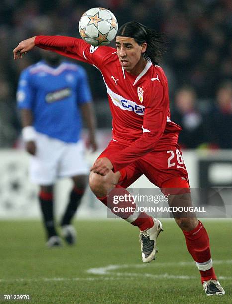 Stuttgart's midfielder Sami Khedira goes fo the ball during the Stuttgart vs Rangers group E Champions League football match in Stuttgart 27 November...